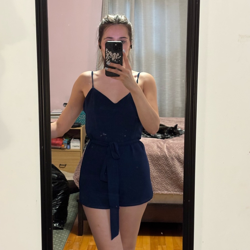 Spaghetti strap mini romper